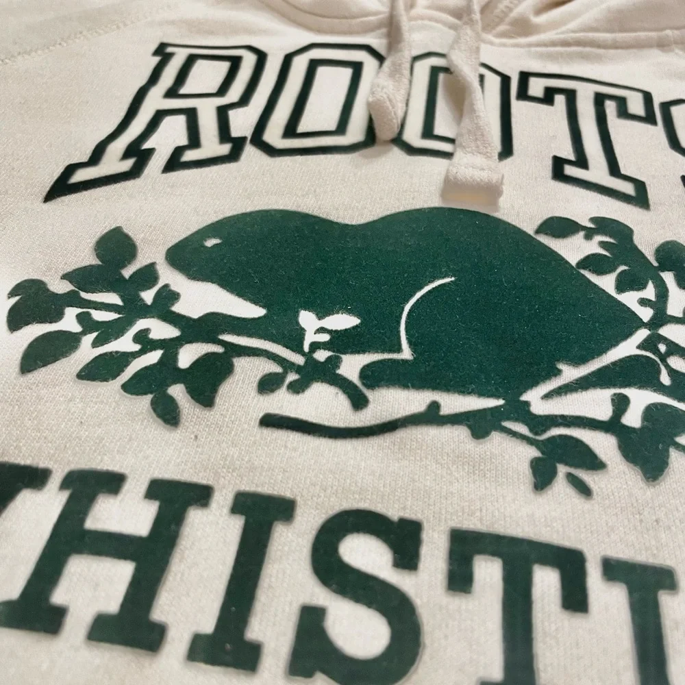 Roots Whistler Canada Hoodie Limited Green Suede Beige - Picture 3 of 5